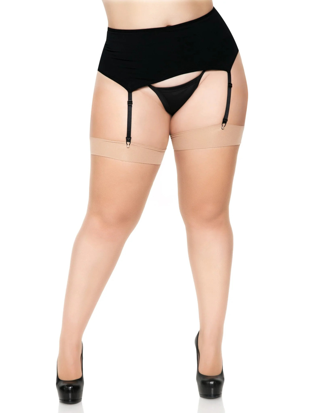 Leg Avenue - Kumi Net Thigh High Stockings - NUDE